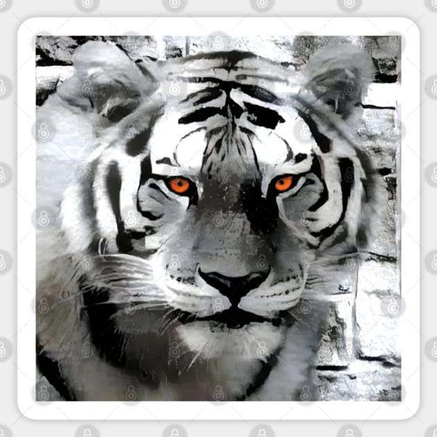 Tiger Black and White Spray Paint Wall Sticker by Nuletto